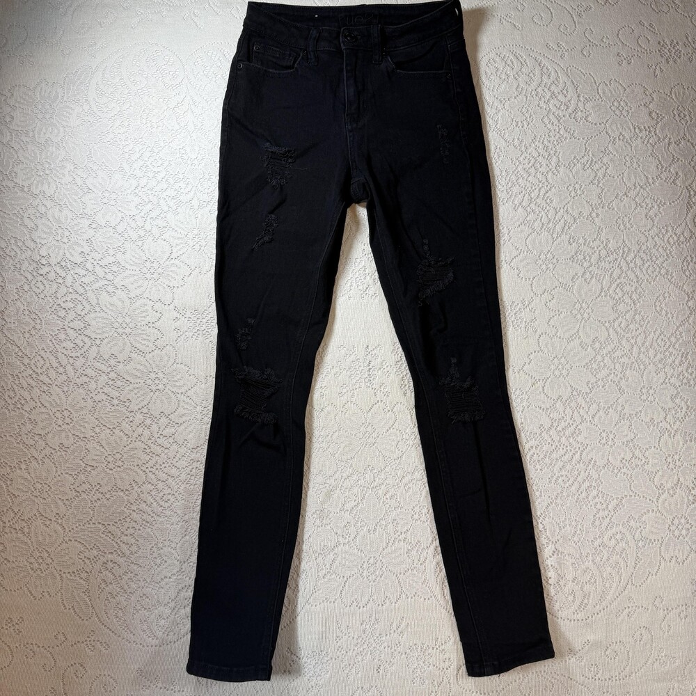 Rue21 Jeans Womens 3 Black Distressed High Rise Jegging Stretch Denim Pants